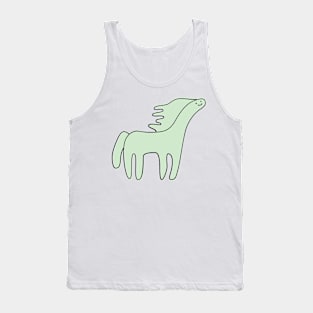 Cute Silly Simple Minimalist Pastel Green Horse Tank Top